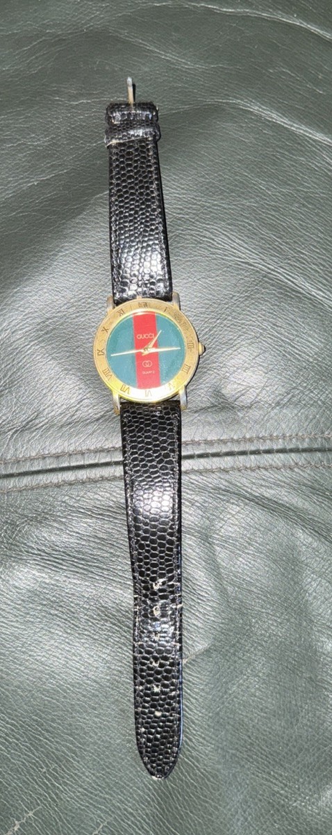 Vintage GUCCI 3000L Sherry line Red Green Gold Quartz Ladie's