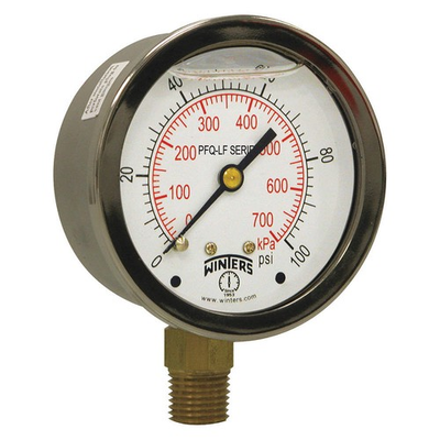 #ad WINTERS PFQ804LF GaugePressure0 to 100 psi2 1 2 in. PK 4 $145.12