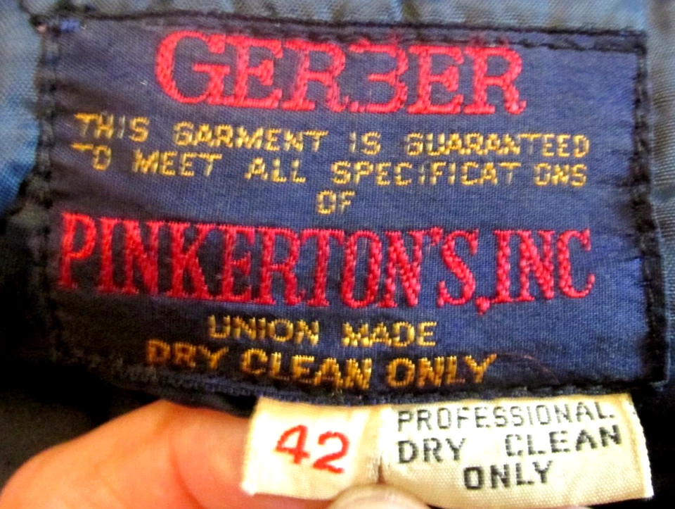 VTG Pinkerton Security Service Blue Jacket Coat Original Buttons Fur Collar 42R - Image 4 of 4