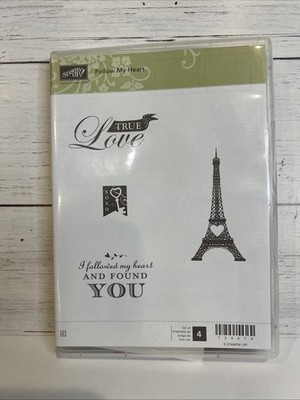 Stampin Up Rubber Stamps - Follow My Heart Eiffel Tower Love 4-Pc. No. 134614
