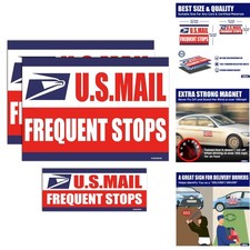 3 Pack Mail Delivery Driver Car Magnet Reflective Weather-Resistant Safety Signs