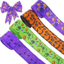 4 Rolls 12 Yards Buffalo Plaid Ribbons 1.5 Inch Wide 12, Purple,Orange,Green