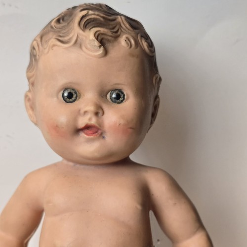 Vintage 1950s Rubber Doll Haunted Look Inset Eyes Squeaker Distressed Creepy 10" - Picture 5 of 24