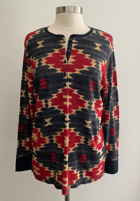 Lauren Ralph Lauren Southwestern Print Light Weight Mesh Knit Top Plus Size 1X