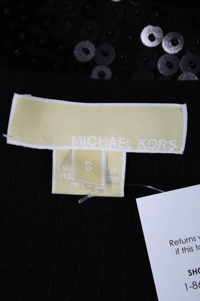 Pullover tejido manga corta con lentejuelas de lana negro talla S Michael Kors para mujer Foto 4 de 4