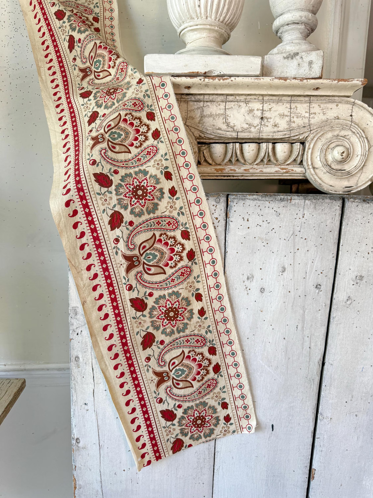 43x9 1880 Design ispirazione tessuto bordo modello Indienne Paisley lettino country