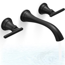 HOIGY Brass Tub Filler Wall Mount 3 Hole, Farmhouse Black Tub Faucet, High Pr...