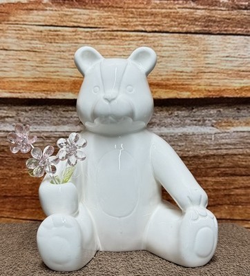 Castle Enterprises White Ceramic Teddy Bear Coin Bank