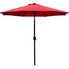 9' Patio Umbrella Outdoor Table Umbrella with 8 Sturdy Ribs Red 