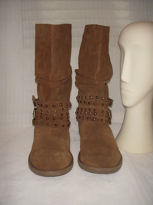 KENNETH COLE MOTO BIKE SLOUCH SUEDE LEATHER