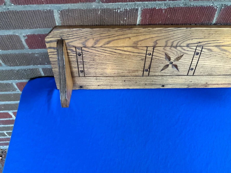 Antique Chestnut Crown Pediment Backsplash Shelf - Image 2 of 4