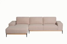Ecksofa Sofa Couch 3-Sitzer mit Ottomane links sandgrau Polstergarnitur