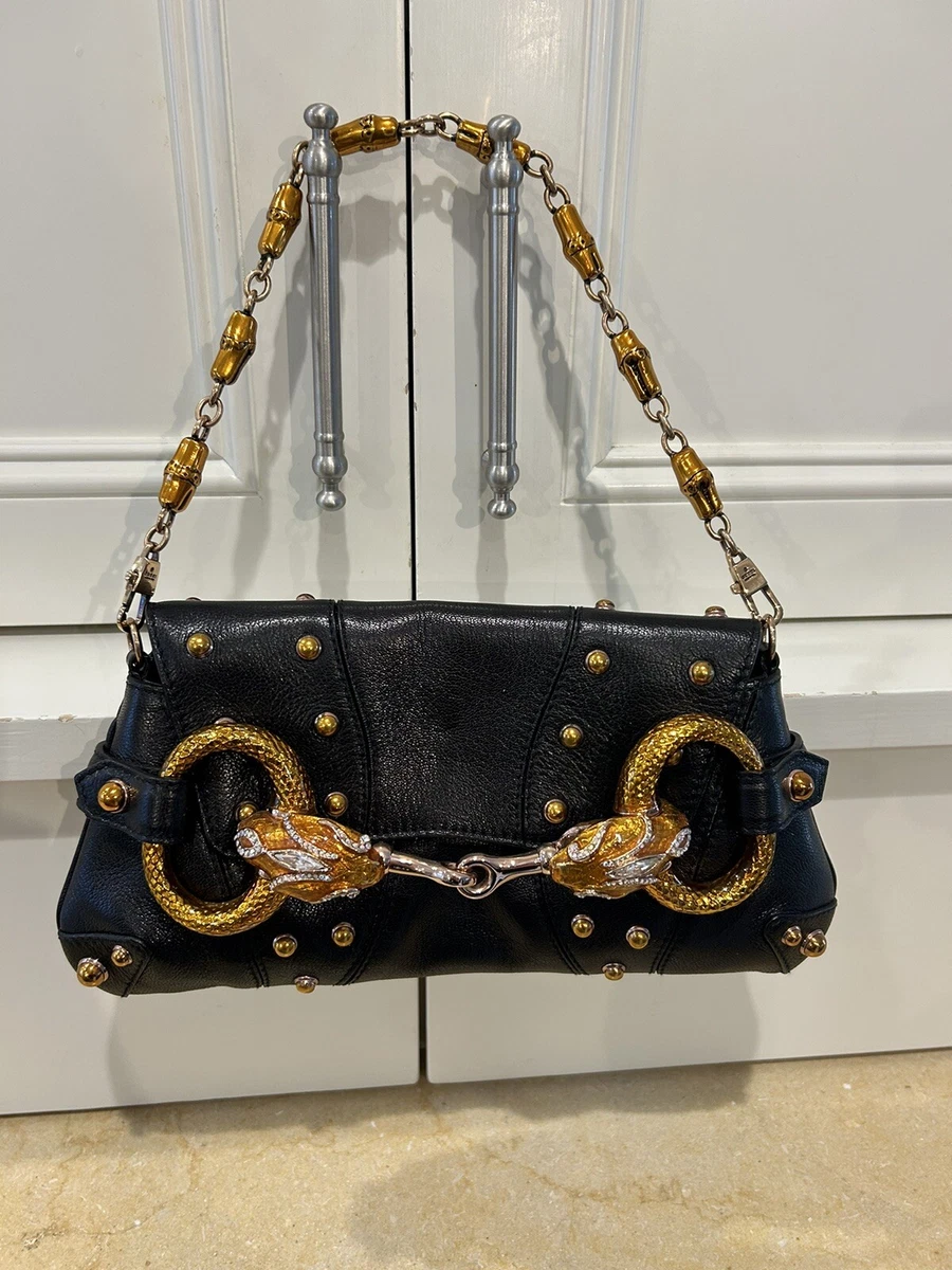 GUCCI Vintage bag in black snake - VALOIS VINTAGE PARIS