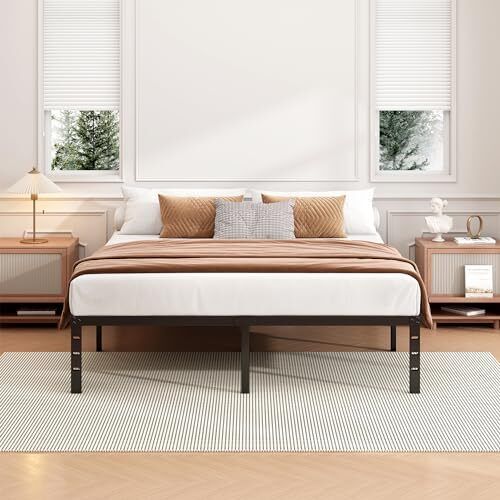 Queen Bed Frame 18 Inch - Heavy Duty Metal Platform with Under Bed Storage - Picture 2 of 9