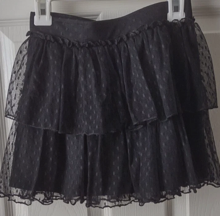 Total Girl Girls Black Polka Dot Ruffle Skirt size 7 8 Foto 3 de 3