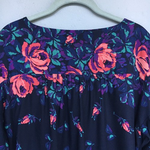 Anthropologie Maeve Linen Top Women M Dark Floral Balloon Sleeve Boho Romantic - Picture 11 of 15