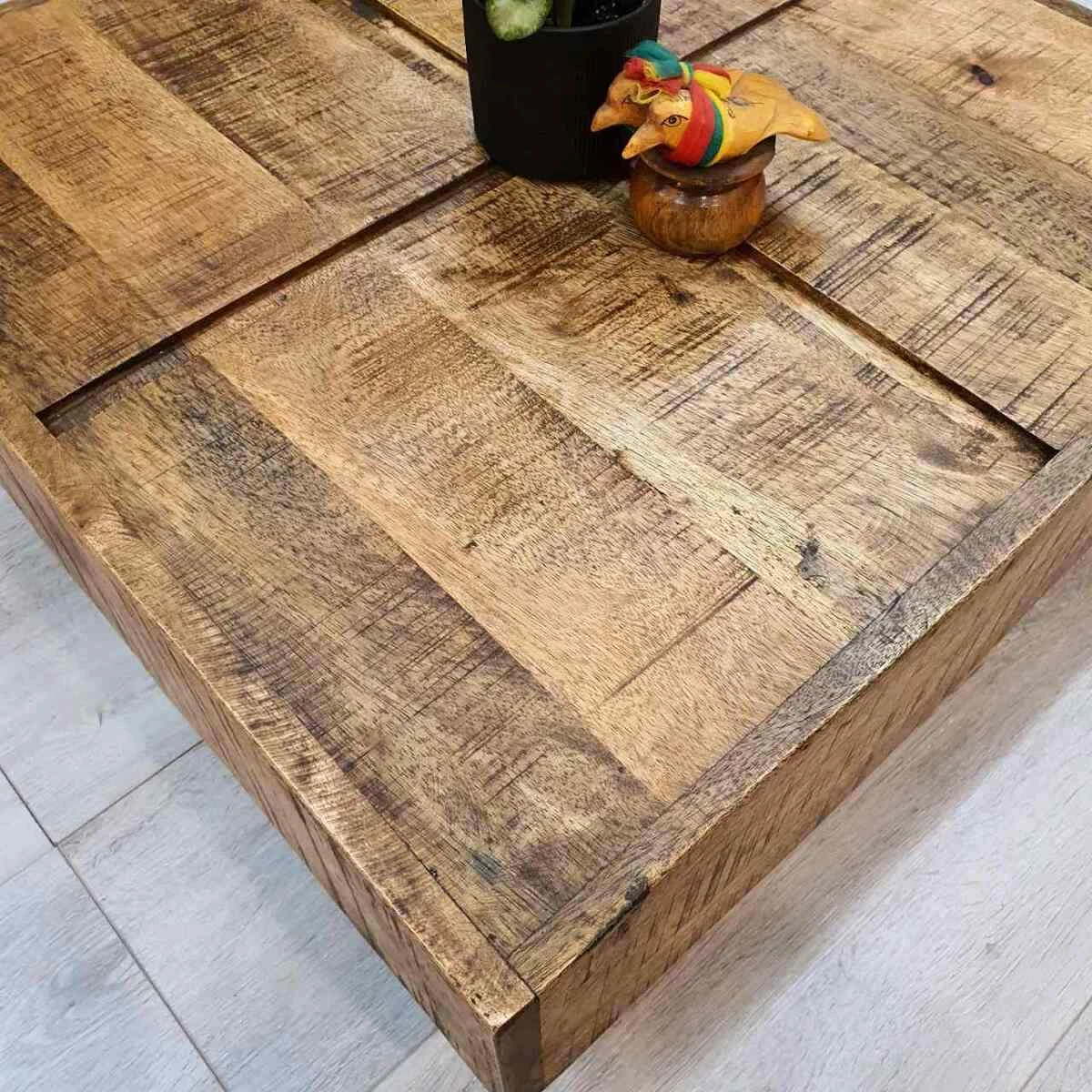 Square mango wood coffee table deals