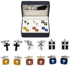 MRCUFF Cross 6 Different Crosses Pairs of Cufflinks in a Presentation Gift Box