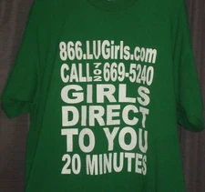 866 LV Girls Las Vegas Call Girl Strip VIP High Class Escort Agency Y2K Shirt XL