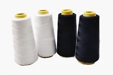 Lot of 4 Big Spool 100% Polyester Sewing Thread 2500 Yards Black & white 40S/2