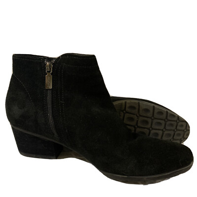 Blondo Women Sz 11 Black Suede Side Zip Ankle Boots Block Heel