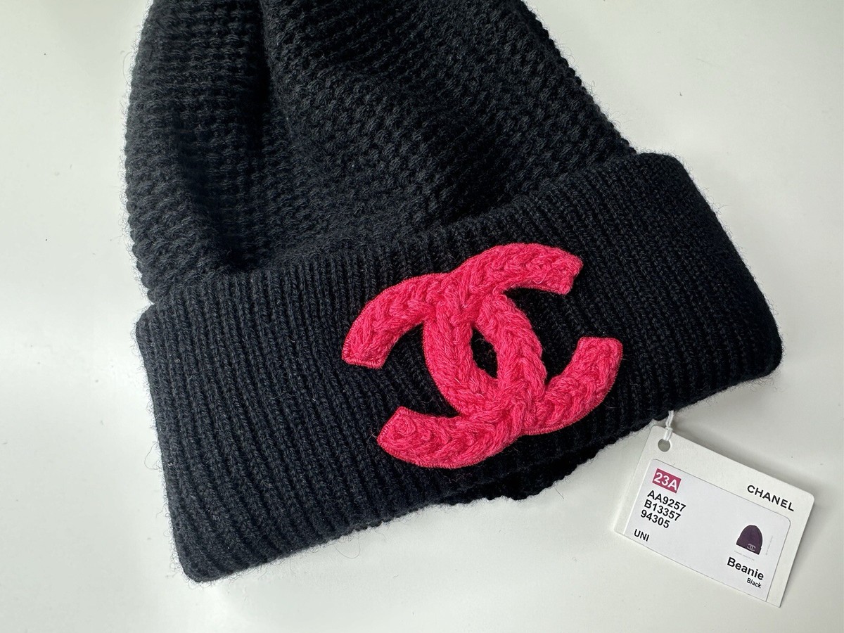 NWT 23A Chanel Classic CC Logo Beanie Hat Cashmere Black | eBay