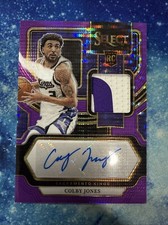 2023-24 Panini Select Colby Jones Rookie Jersey Auto Purple Pulsar #/15 Kings RC