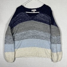 Knox Rose V-Neck Open Knit Sweater Womens XXL Colorblock