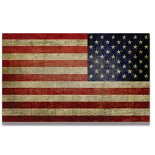 Reversed Weathered American Flag Magnet Decal, 5x8 Inches, Red, White, Blue