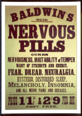 Moderne Postkarte: Baldwins ''Nervenpillen''. Repro Werbung. Opie 01BP01. Versandkostenfrei