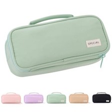 Large Capacity Pencil Case Pen Pouch Organizer Canvas Pencil Bag with Green