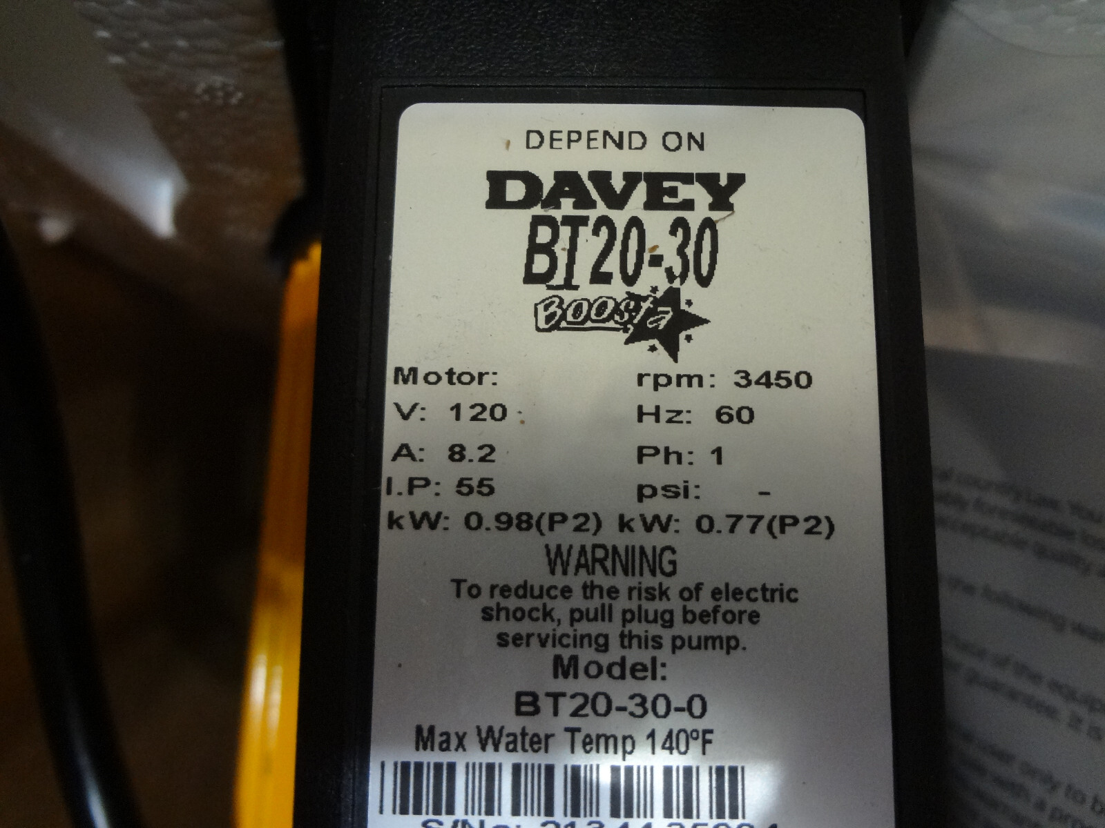 Davey BT20300 Boosta Main Boosting Pump eBay