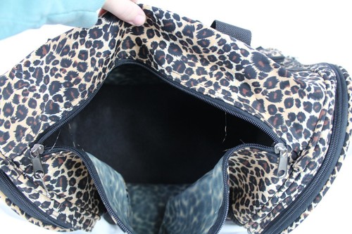 Leopard Print Travel Weekend Bag Top Zip Small Duffel Shoulder Strap - Picture 5 of 18