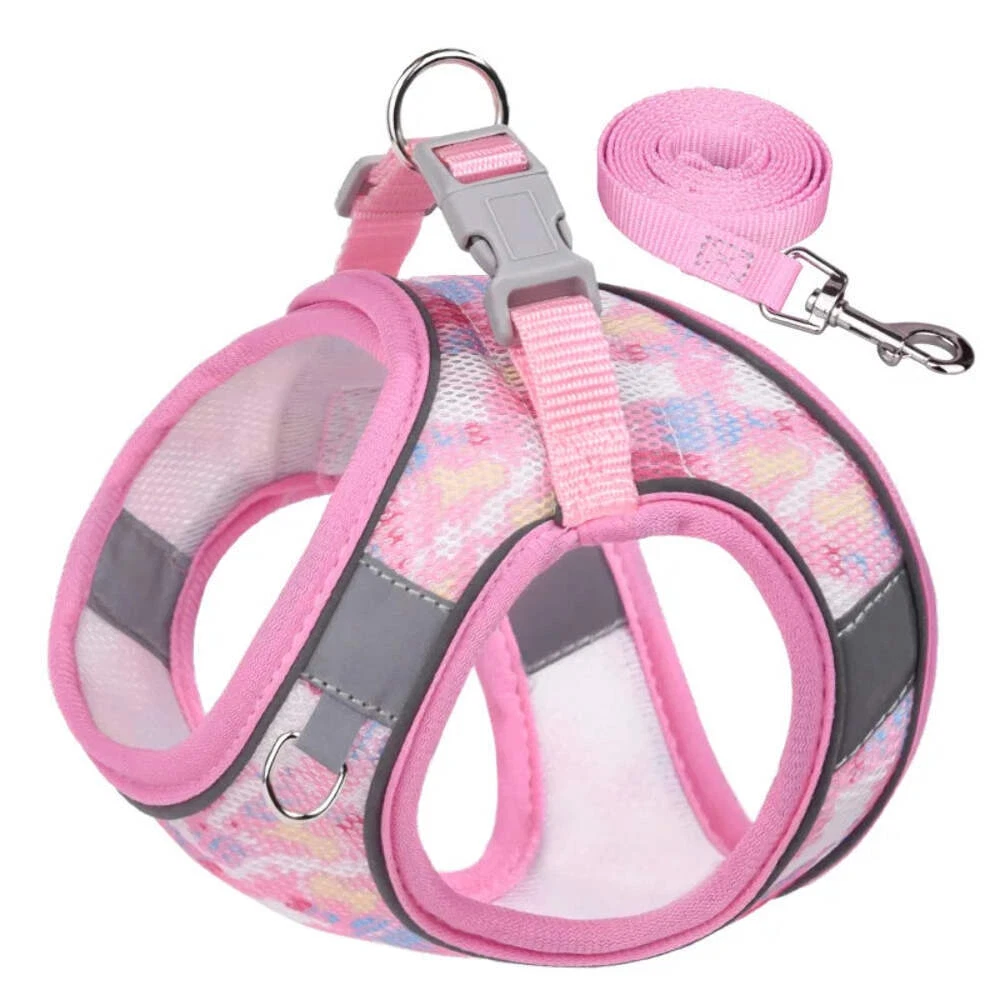 Dog Harness Leash Set Breathable Pet Chest Strap Puppy Kitten Reflective Vest fo