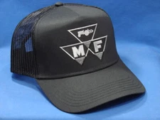 Massey Ferguson Hat - Black Mesh - High Crown - Tri Logo - Snapback - Trucker