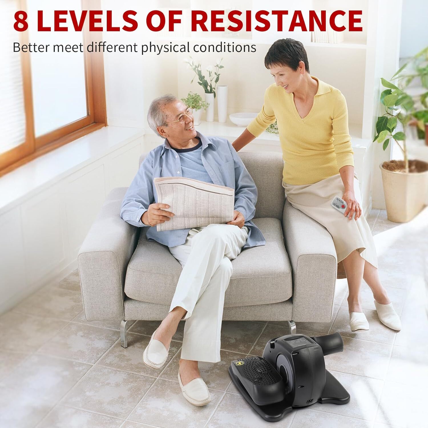 Under Desk Elliptical, Electric Ellipse Leg Exerciser Seated Foot Pedal W/Remote