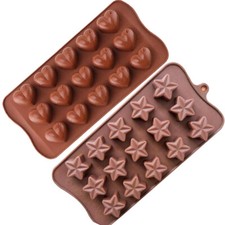 2pc Hearts Stars Silicone Mould Chocolate Fondant Jelly Ice Cube Mold