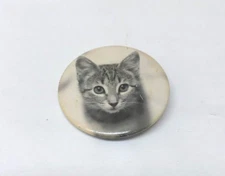 Vintage Kitty Cat Kitten Photo Button, Pinback