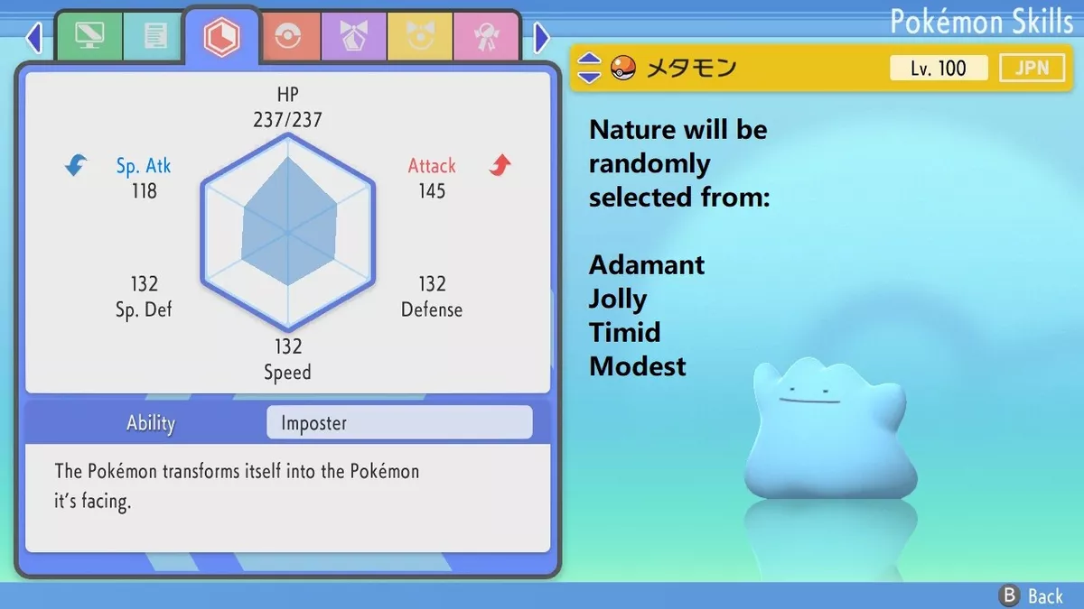 ✨ Shiny Ditto✨ JPN Version Pokemon Brilliant Diamond Shining Pearl 6IV BDSP