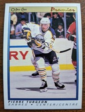 PIERRE TURGEON, 1990-91 O-PEE-CHEE OPC PREMIER #124, SABRES