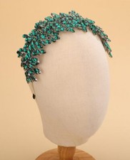 Bridal Headband for Wedding Party Large Green Hair Band Headpiece Hair Access...