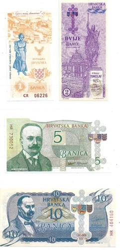 Hrvatska Banka, Croatia 1990 - 1-2-5-10-50-100 Bank, Propaganda Banknotes, Unc
