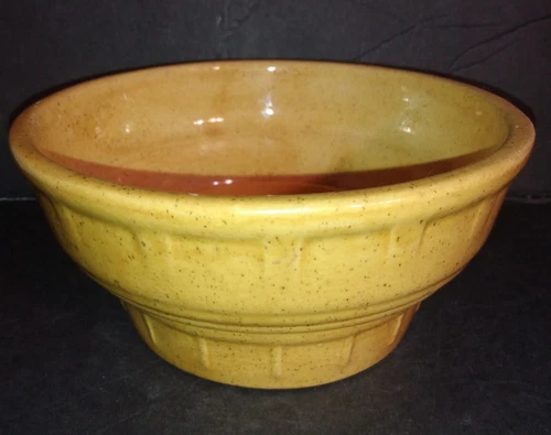 Vintage Speckled Yellow HAEGER Pottery Flower Pot USA #33 WITH ORIGINAL INSERT!