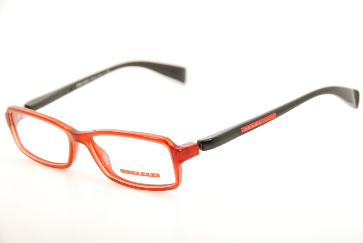 Rare Authentic Prada VPS 04B AB9-1O1 53mm Red Black Frames Glasses Italy