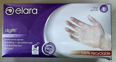 Elara Digifit Powder Free Elastipolymer Gloves Large Vinyl And Latex Free 200ct