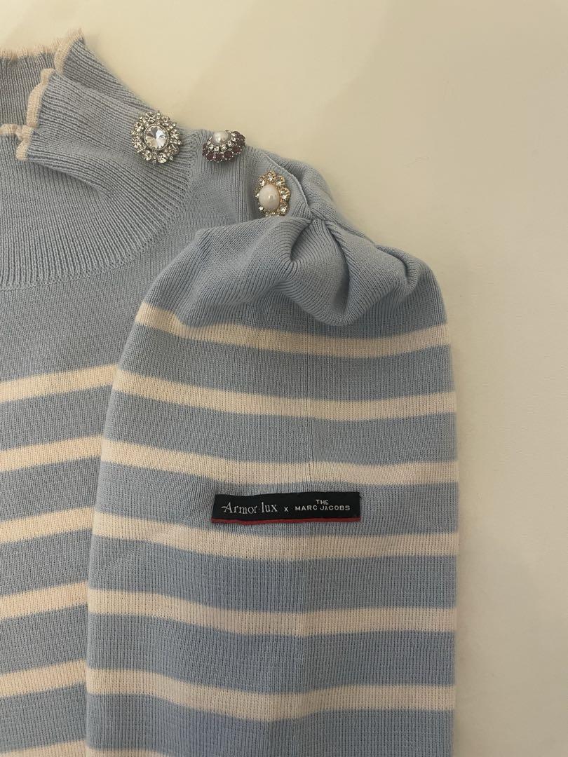 MARC JACOBS x Armor Lux The Breton Puff Sleeve Stripe Sweater