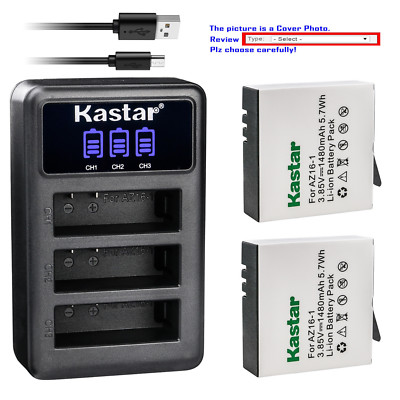 Kastar Battery Triple Charger for Xiaomi YI AZ16-1 AZ16-2 Yi 4K Action Camera