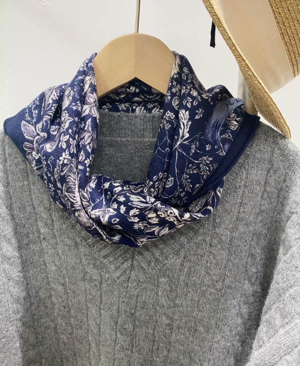 70% Cashmere 30% Silk Wrap Scarf flower Print Double Face Print Shawl 27'' new