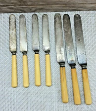 Set Of 7 Antique Meriden Cutlery Co Bakelite/Celluloid Table Butter Knives