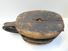 VINTAGE LARGE WOODEN PULLEY FARM - BARN - FACTORY - INDUSTRIAL - SHIPPING